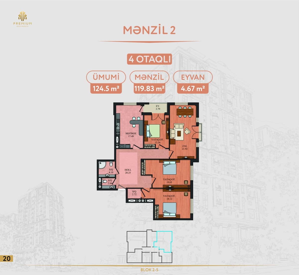 5 Ulduz 4 rooms 124,50 sqm