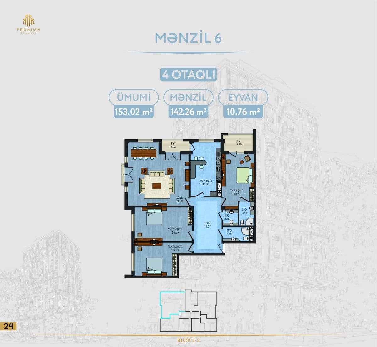5 Ulduz 4 otaq 153,02 kvm - 2