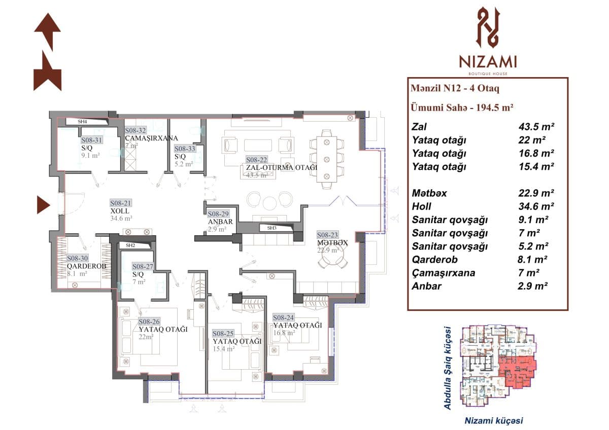 Nizami Boutique House 4 rooms 194.50 sqm