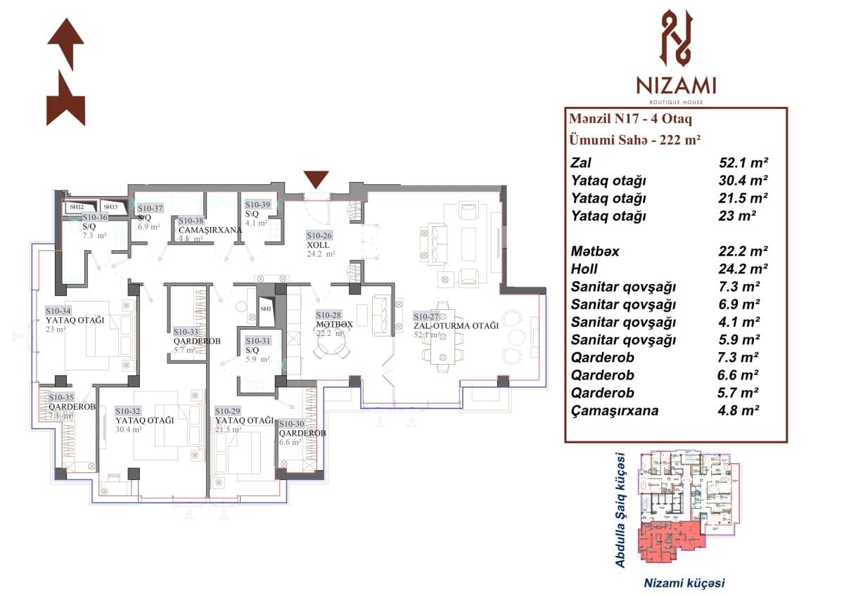 Nizami Boutique House 4 rooms 222.00 sqm