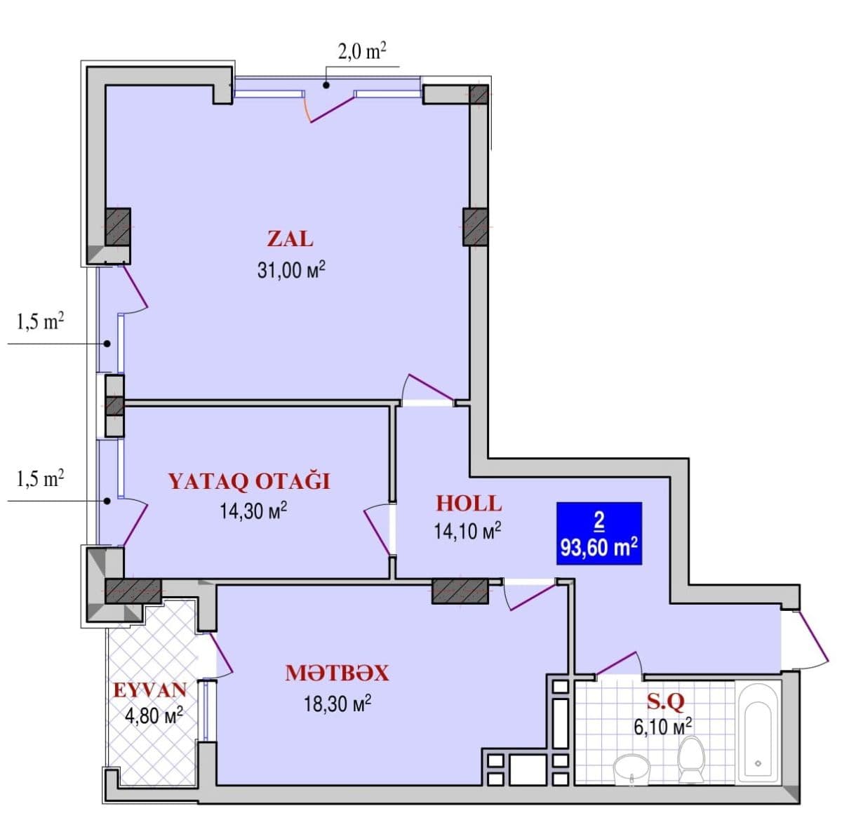 Grand Plaza 2 rooms 93,60 sqm
