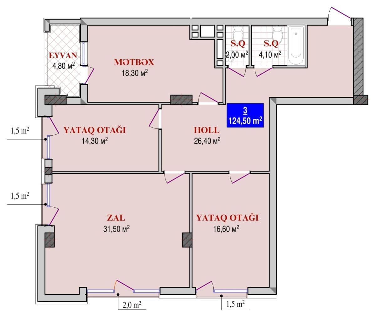 Grand Plaza 3 rooms 124,50 sqm