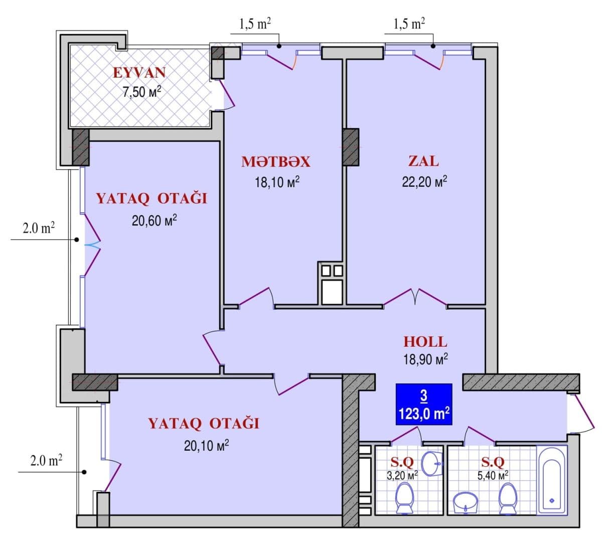 Grand Plaza 3 rooms 123,00 sqm - 2