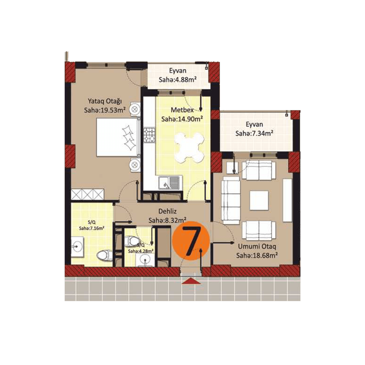 Baku Pearl Residence j 2 rooms 87,00 sqm