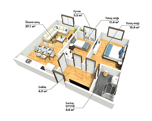 SkyHome 3 rooms 67.80 sqm