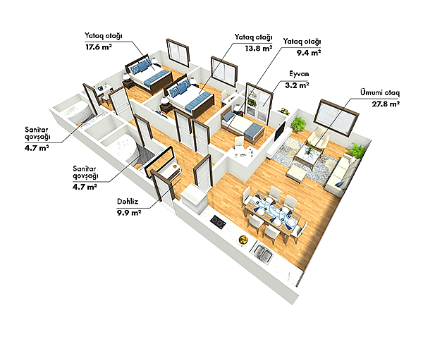 SkyHome 3 rooms 97.60 sqm