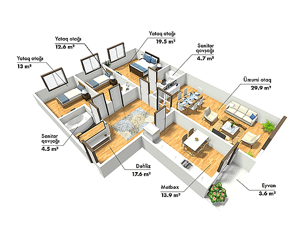 SkyHome 4 rooms 120.00 sqm