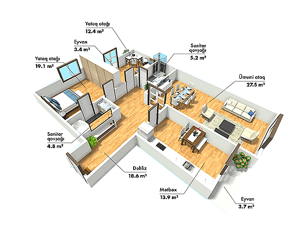 SkyHome 3 rooms 110.70 sqm