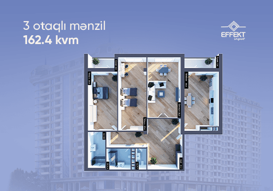 3 rooms, 162.40 sq.m.