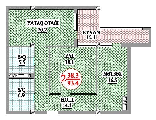 Nakhchivani Residence f 2 rooms 93,40 sqm - 2