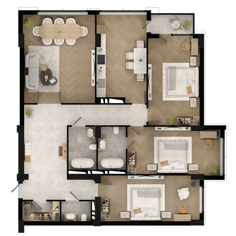 4 otaq, 172.80 kv.m.