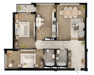 3 otaq, 136.20 kv.m.