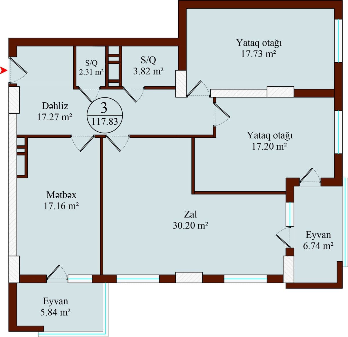 Luxe Home, 3 otaqlı, 117.83 kv.m - 2