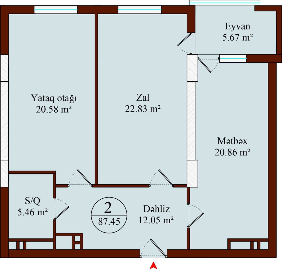 Luxe Home, 2 rooms, 87.45 sq.m