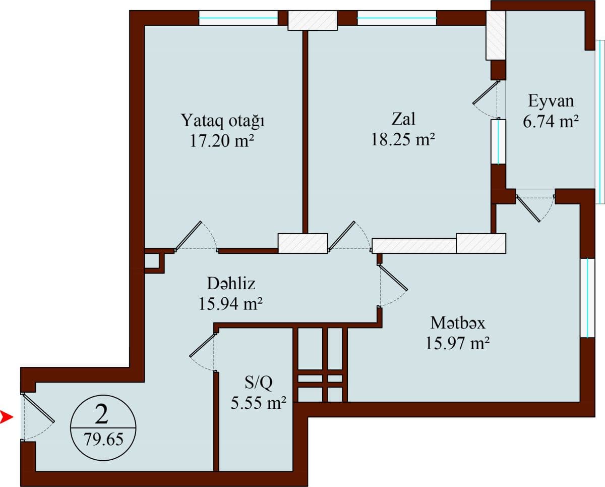 Luxe Home, 2 rooms, 79.65 sq.m