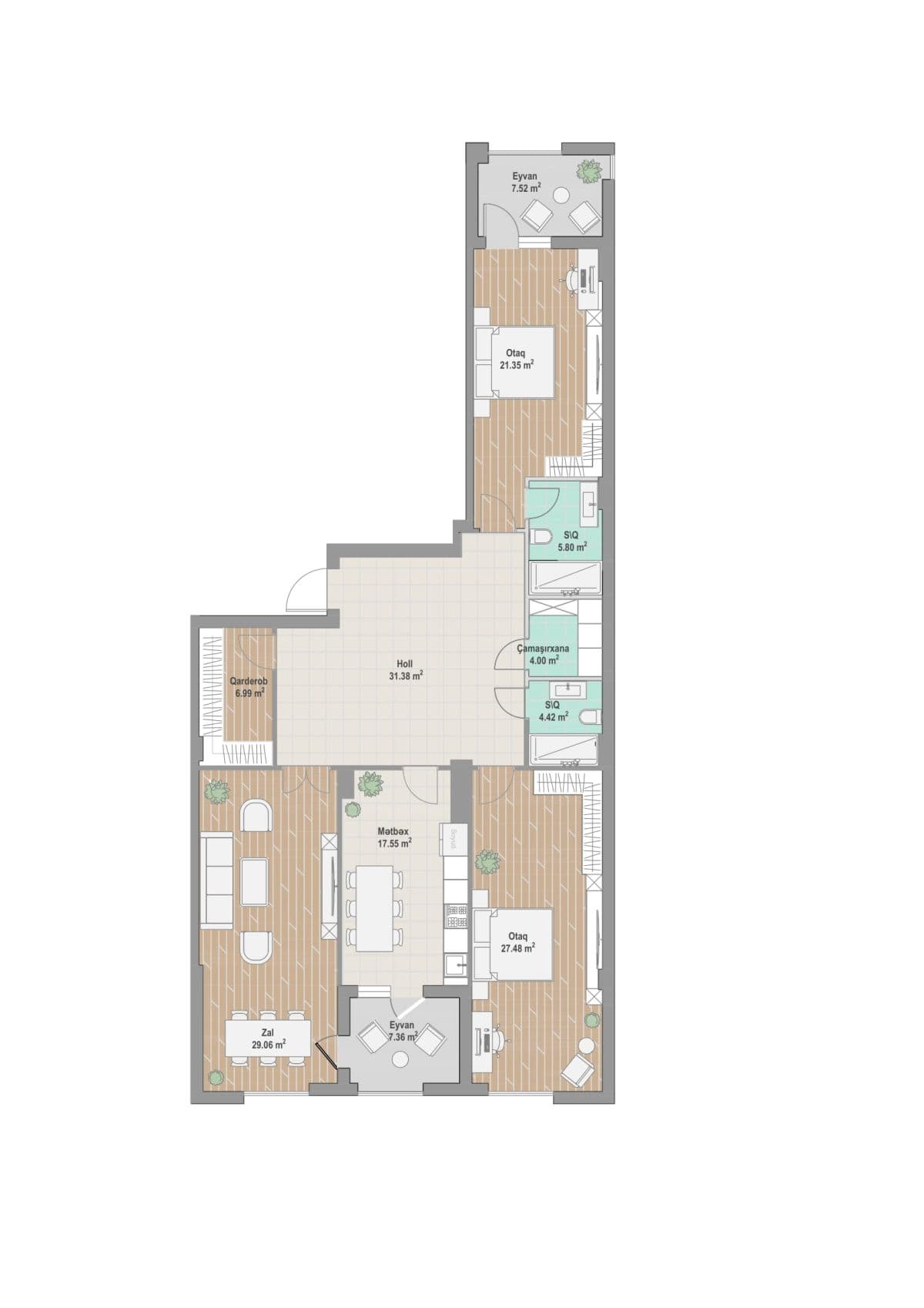 Nizami city, 3 otaq 162.91 kv.m. - 1