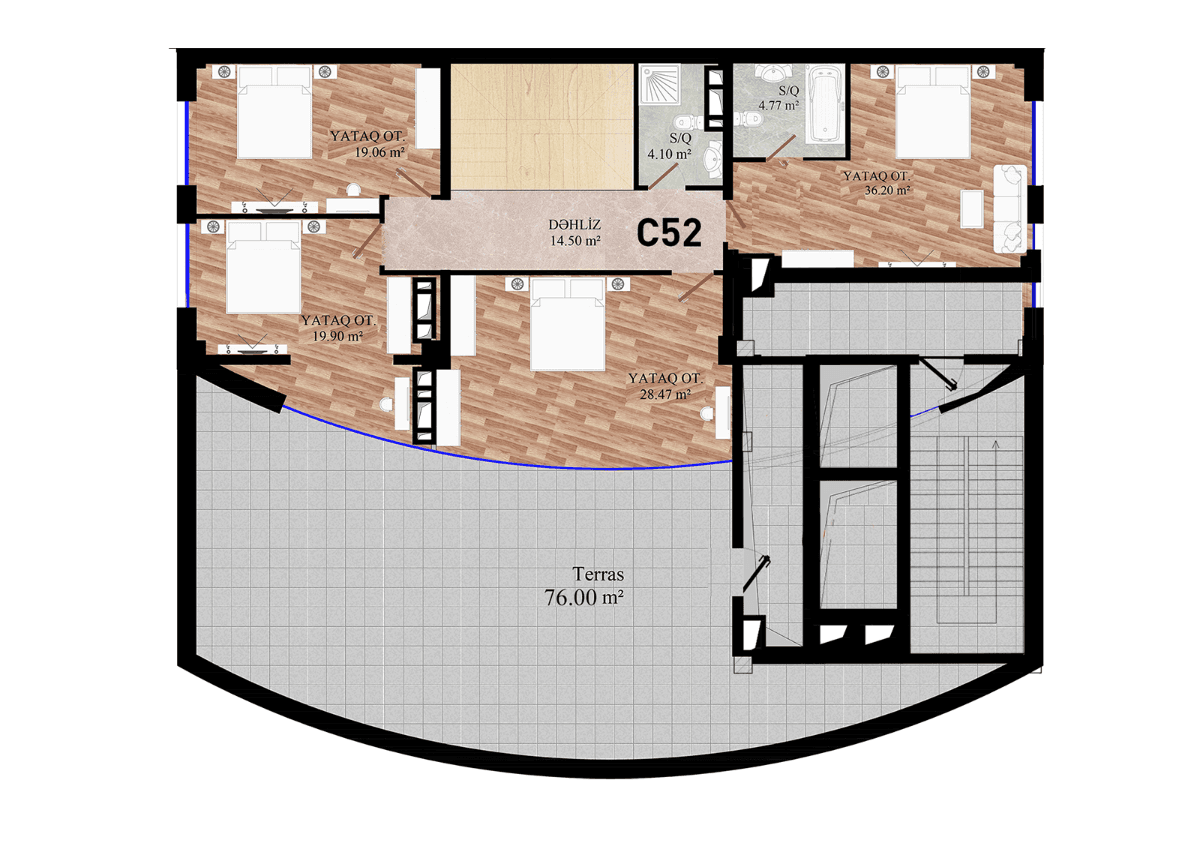 Teras Park 6 otaqli 478,00 kvm - 2