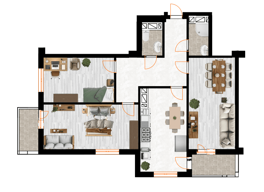 98 kvm, 3 otaqlı mənzil - 2