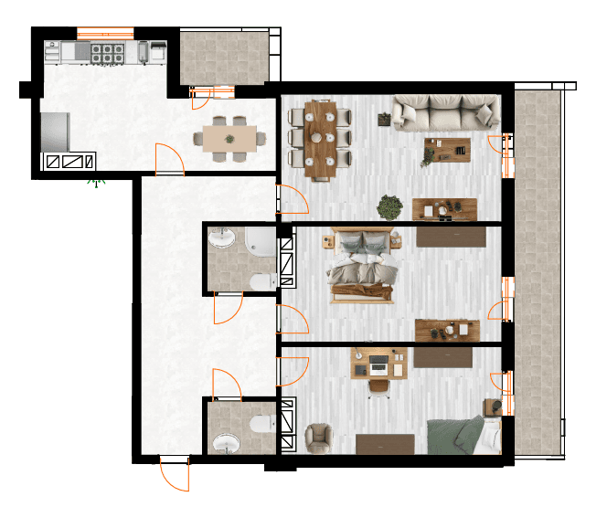 122.25 kvm, 3 otaqlı mənzil - 2
