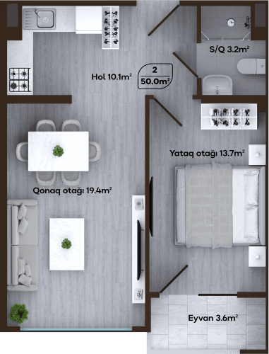Melissa Park, 2 otaq 50 kvm, J blok - 2