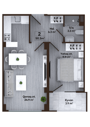 Melissa Park, 2 otaq 50.30 kvm, J blok - 1