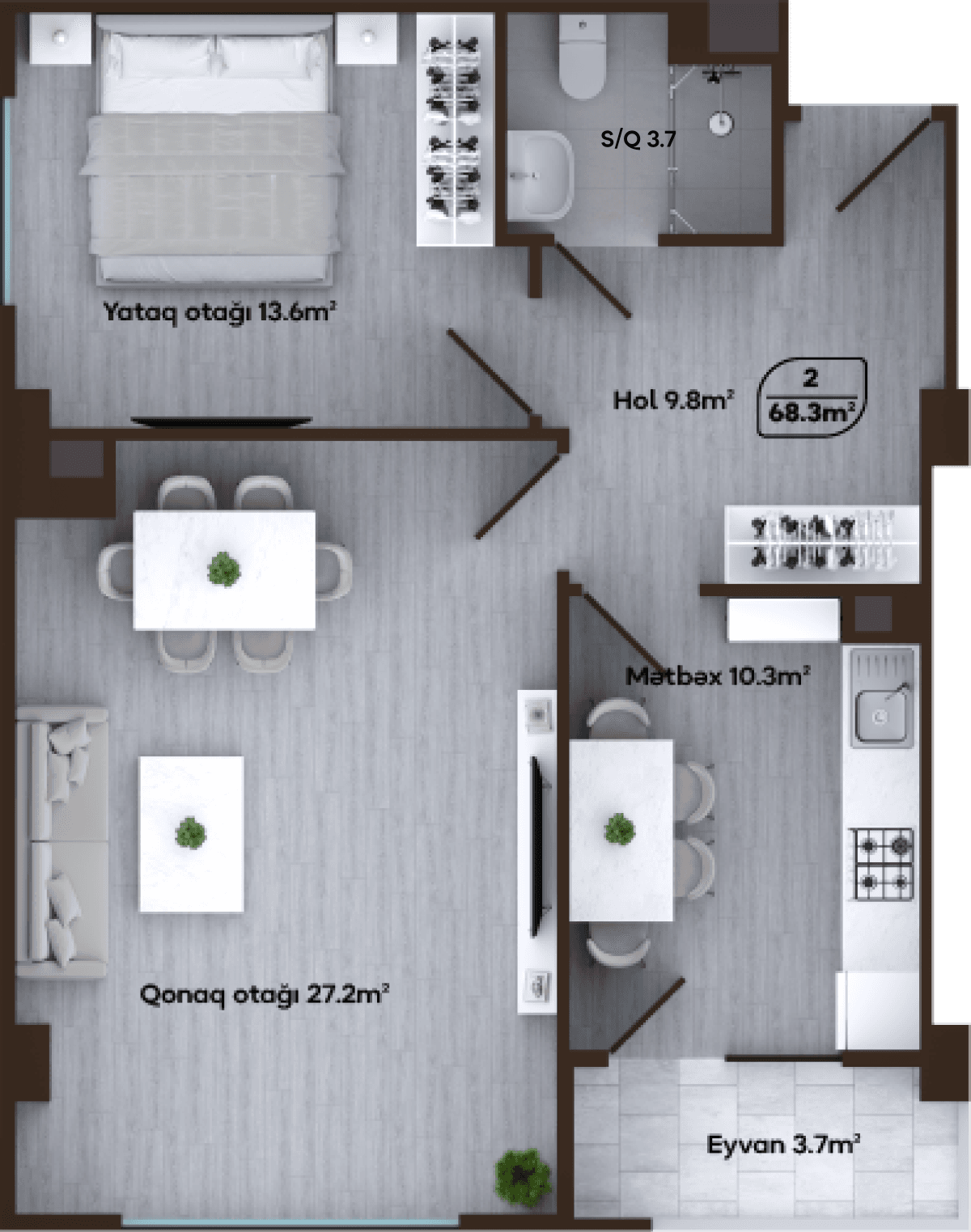 Melissa Park 3 otaq 68,30 kv.m, J blok - 2