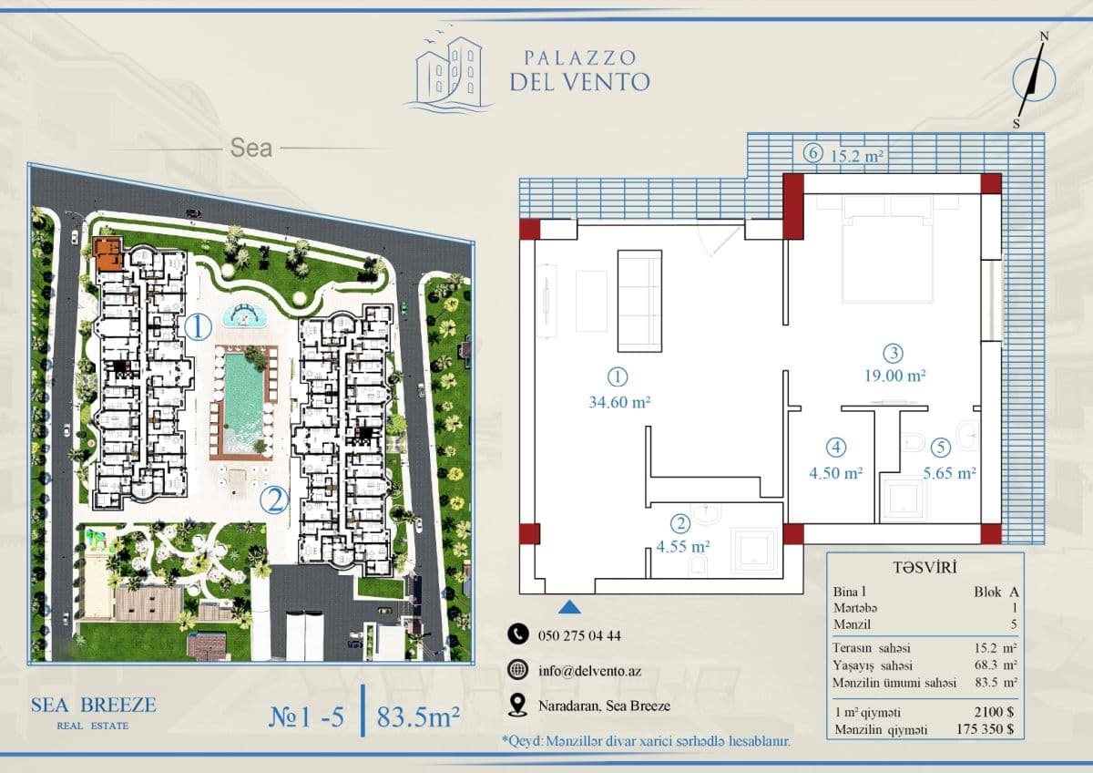 83.5 kvm, 2 otaqlı mənzil - 2