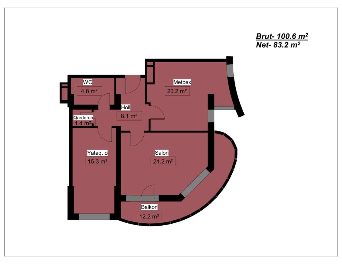 Diamanti Residence 2 rooms, 100.6 sq.m.