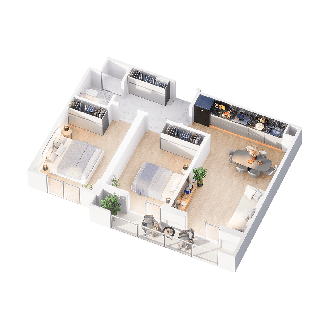 74.19 kvm, 3 otaqlı mənzil