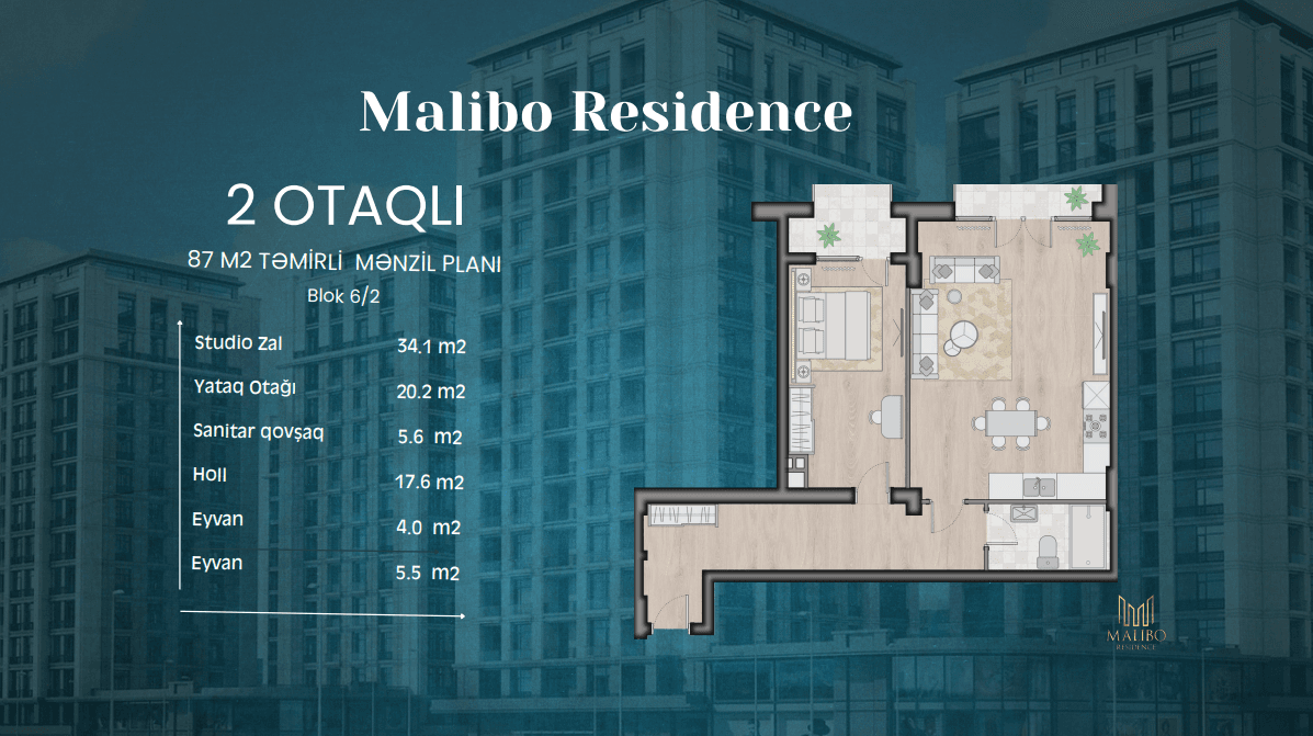 Malibo Residence 2 rooms 87,30 sqm