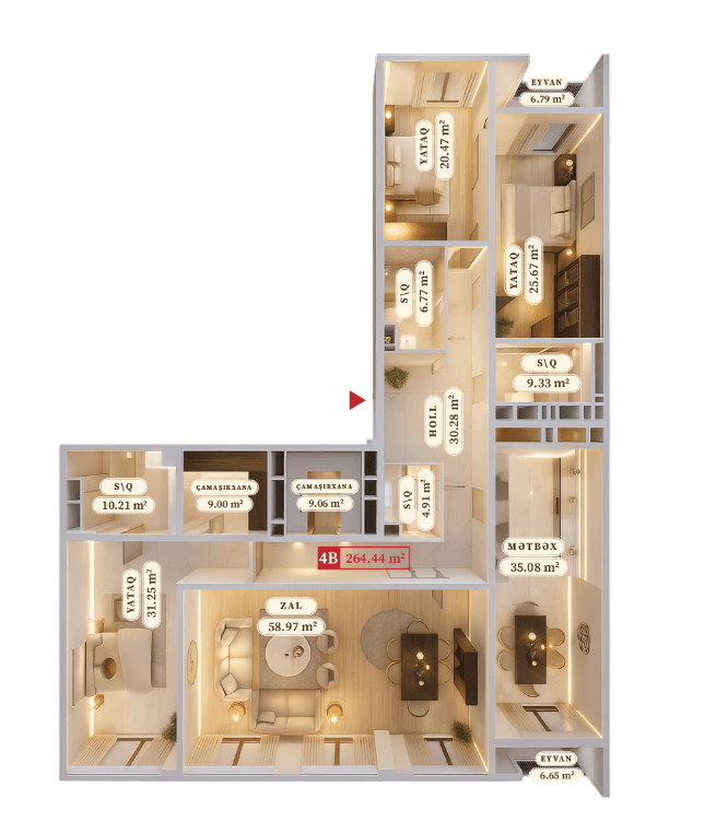 264.44 kvm, penthouse