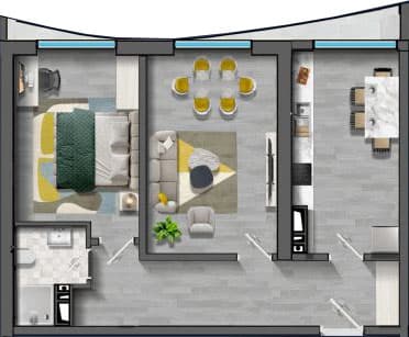 2 rooms, 93.20 sq.m.