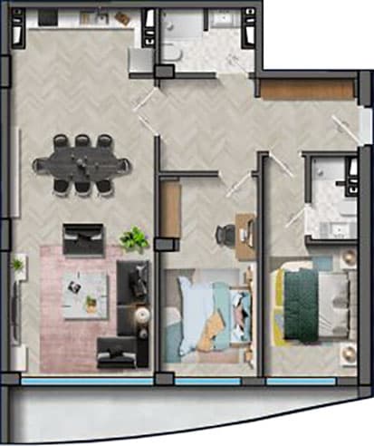 3 rooms, 143.90 sq.m.