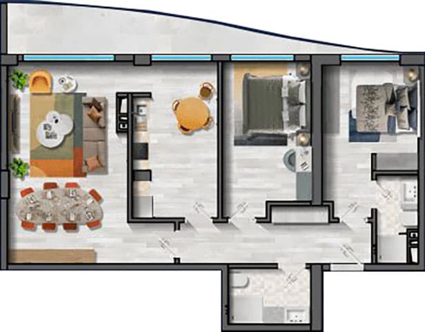 3 rooms, 141.20 sq.m.