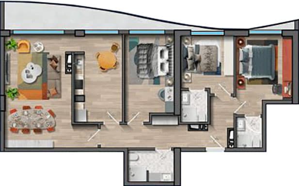 4 rooms, 166.30 sq.m