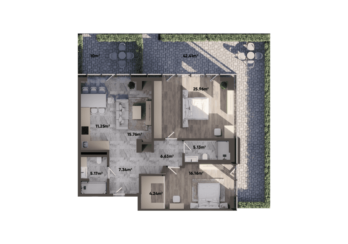 3 rooms, 169.20 sq.m.