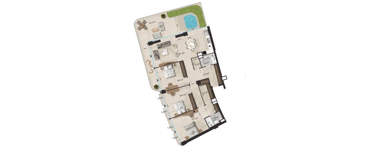 231.3 kvm, 4 otaqlı mənzil