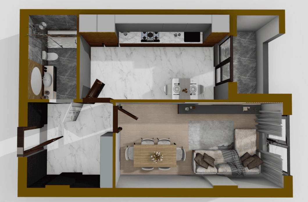 1 otaqlı studio mənzil, 52.7 kvm