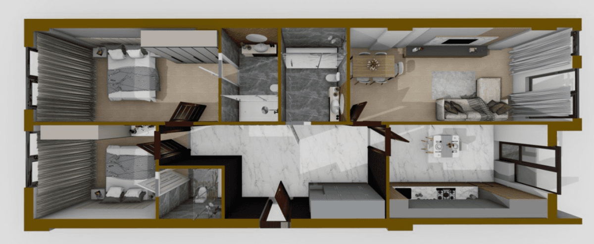 116.6 kvm, 3 otaqlı mənzil