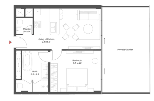 83.61 kvm, 2 otaqlı mənzil