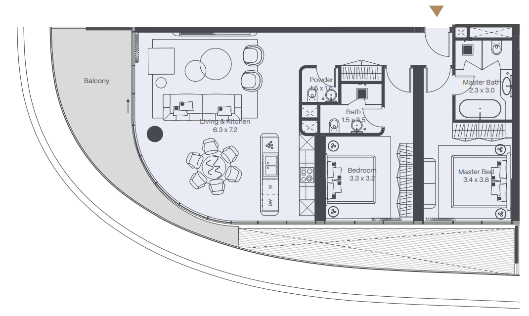 114.05 kvm, 3 otaqlı mənzil