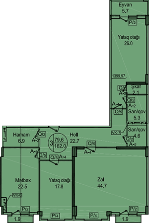Sipark-Təbriz 3 rooms 162,00 sqm