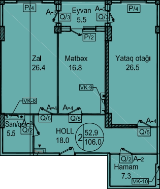 Sipark-Təbriz 2 rooms 106,00 sqm