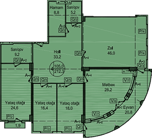 Sipark-Təbriz 4 rooms 212,30 sqm