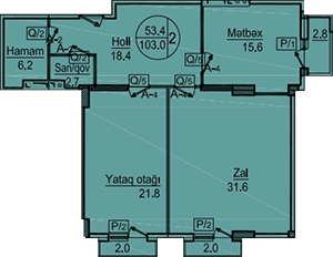 Sipark-Təbriz 2 rooms 103,00 sqm