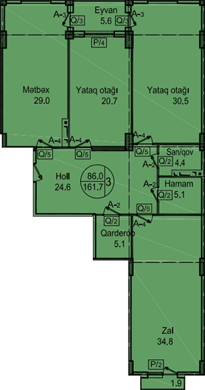 Sipark-Təbriz 3 rooms 161,70 sqm