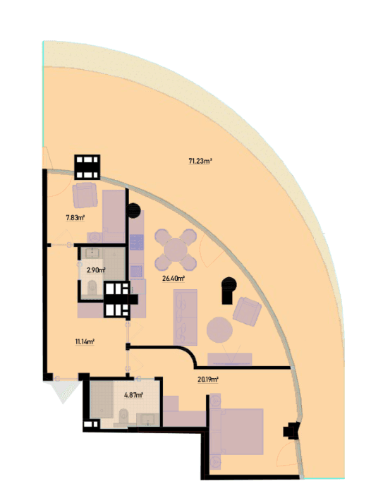 158.34 kvm, 3 otaqlı mənzil