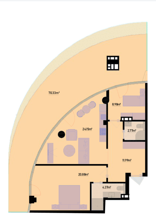154.56 kvm, 3 otaqlı mənzil