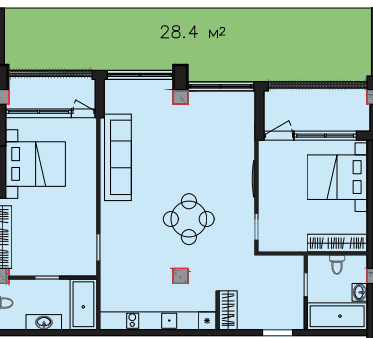 110.1 kvm, 3 otaqlı mənzil