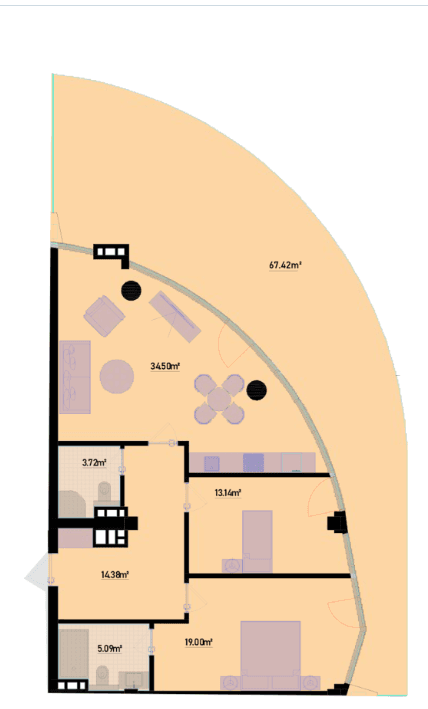 170.08 kvm, 3 otaqlı mənzil